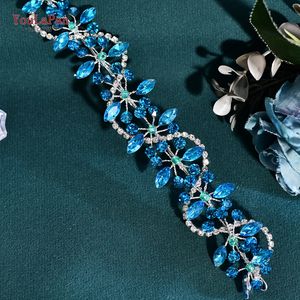 YouLaPan Accessorio per Capelli da Sposa con Strass Azzurro Chiaro, Coroncina Scintillante di Lusso per Banchetti e Feste HP266 - Product Image 4