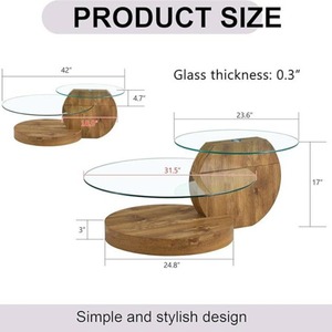 Luxury modern minimalist glass coffee <b>table</b>, creative coffee <b>table</b>, sofa, living room, home, small apartment, <b>round</b> side <b>table</b> - Product Image 2