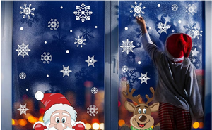Autocollants de fenêtre de Noël, Père Noël et Rudolph, flocons de neige, autocollants en PVC pour la décoration de fenêtre de Noël - Product Image 6