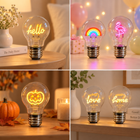 Ampoule LED de type Edison en forme de cœur arc-en-ciel, alimentée par batterie et rechargeable par USB, pour des fins décoratives, ampoule cadeau, prix d'usine