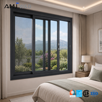 Fenêtres coulissantes en aluminium pour balcon avec verre teinté, moustiquaire en acier inoxydable, fenêtre coulissante noire