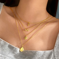 Collier pendentif nœud papillon 3D plaqué or 18 carats hypoallergénique pour femme, chaîne délicate en forme de ruban, vente en gros
