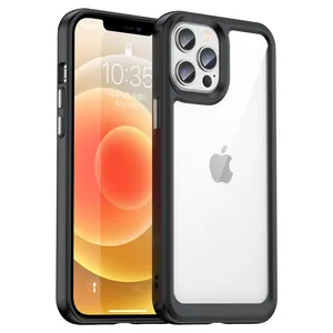 Shockproof Hybrid Tough Acrylic Hard PC Back Soft TPU Frame Case Cover With Inner 4 Corner For Apple iPhone 12 Pro