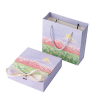Boîte cadeau bleu ciel, nouveau style, peinture à l'huile, boîte vide et sac en papier, vendu en ensemble, coffret cadeau pour bébé, nouveau-né