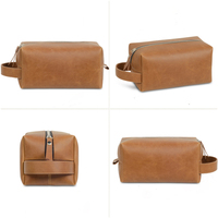 Kit de voyage pour hommes en gros, trousse de toilette en cuir PU résistant à l'eau, sac de rasage avec logo personnalisé