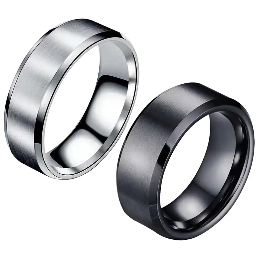 Newest Titanium Stainless Steel Ring für Men Women Comfort Fit Beveled Edge Brushed Silver Wedding Band Size 4-11