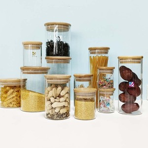 glass storage jar with bamboo lid