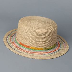 <b>Summer</b> New Bohemian Flat Top <b>Hat</b> with Sunstrip Colorful Fashionable Beach Sun <b>Straw</b> <b>Hat</b> - Product Image 2