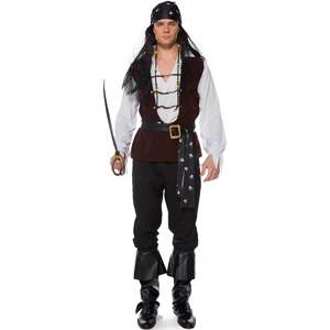 Disfraz de Pirata Bucanero para Adultos de Halloween, Disfraz de Aventurero de las Altas Aguas, Disfraz de Capitán Pirata del Caribe, Cosplay de Jack Sparrow, Disponible - Product Image 1