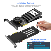 Carte adaptateur PCIe 5.0 X4 U.3 (SFF-TA-1001) NVMe HDD avec ventilateur de refroidissement Turbo 12V, convertisseur SSD U.3 2,5 pouces pour ordinateur de bureau/serveur, en métal