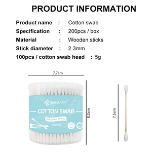 Bâtonnets de <span class=keywords><strong>coton</strong></span> écologiques en bois, tampons cosmétiques purs avec tige en bois - Product Image 6
