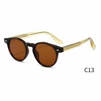 Lunettes de soleil rondes rétro pour hommes et femmes, monture TR90, verres PC, protection UV400, branches en forme de plume, vente en gros OEM