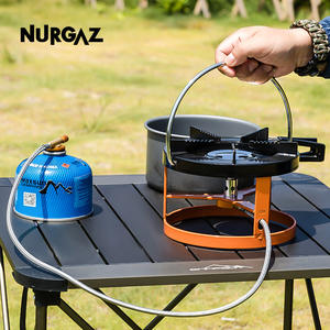 Réchaud de camping portable NURGAZ, brûleur à gaz 130x180mm, design orange vibrant, compatible cartouche plate - Product Image 5