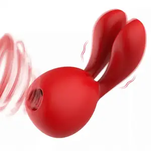 Masturbação adulta Sex Toys China Suprimentos Recarregável Bonito Coelho Vermelho Clitoriano Chupando Vibrador