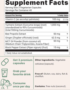 Capsule di Curcuma e Curcumina Antiossidante, Integratore Erboristico per Adulti, Non per Bambini, Estratto di Curcuma al 95% - Product Image 2