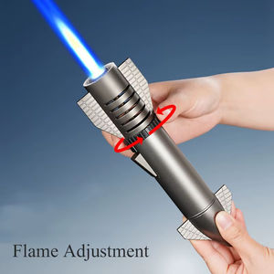 Rocket <b>Torch</b> Lighter Cigar Single Fire High Temperature <b>Rechargeable</b> Adjustable Flame Windproof BBQ Camping Gift - Product Image 4