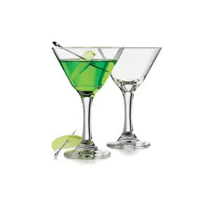 Cina prezzo di fabbrica 140ml set di bicchieri martini a stelo lungo con logo decalcomanie ad alta temperatura e nessun MOQ