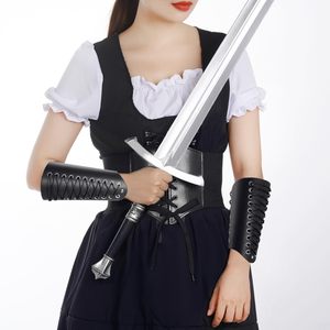 Cintura corsetto elastico in <span class=keywords><strong>ecopelle</strong></span> guanto braccialetto da donna Halloween medievale rinascimentale pirata vichia guerriero Cosplay - Product Image 2