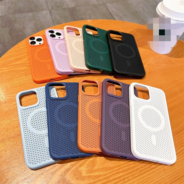 IVANHOE Luxury Heat Dissipation Mesh Magnetic Wireless Charging Case for iPhone 15 14 Plus 13 12 11 Pro Max Breathable Cover