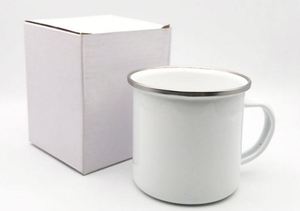 Venta al por Mayor de Tazas de Café Esmaltadas Vintage de Acero para Camping, 11oz 12oz 350ml, Sublimables, con Borde de Acero Inoxidable - Product Image 2