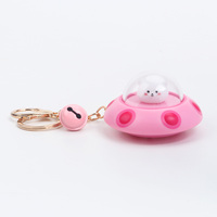 LED-Leucht-UFO Fliegende Untertasse Souvenir Raumschiff Schlüsselanhänger Raumkapsel Mini-Spielzeug mit Katze oder Bär