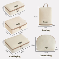 Logo personnalisé Premium 5pcs Compression Emballage Voyage Bagages Organisateur Cubes Ensemble pour Valises