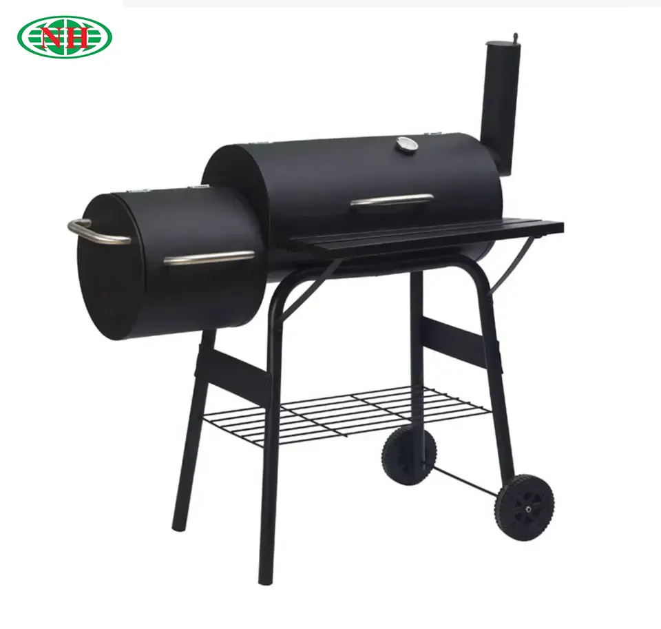 Gran área de cocina Trolley Offset Smoker Vertical BBQ Grill