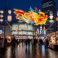 Lanternes de plafond géantes personnalisées en forme de tête de dragon, décoration chinoise pour les marchés alimentaires, restaurants anciens, centres commerciaux, atriums
