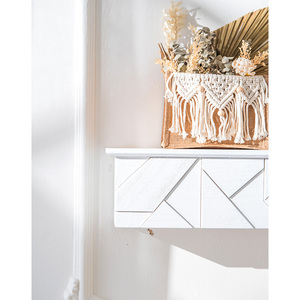 Estante de exhibición de almacenamiento blanco hecho a mano Estantes flotantes Estante de pared de madera rústica Nórdica - Product Image 3