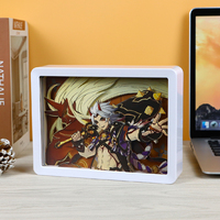 Drop shipping Cartoon 3d Paper Carving Lamp Led Light Painting Anime Figures Photo Frame Led Night Light Bedside Anime Light Box