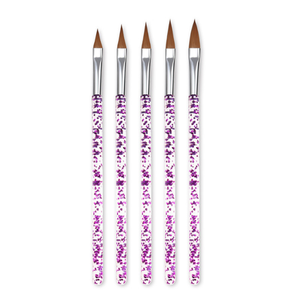 Kit de 5 pinceaux à ongles personnalisés avec manche pailleté pour manucure, nail art, liner, peinture, dessin, poils en nylon, pour salon de beauté et conception de gels - Product Image 2