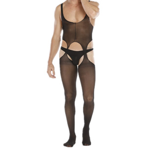 Combinaison transparente pour homme en spandex et nylon noir, une pièce, sans entrejambe, legging gainant - Product Image 4