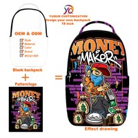 Sac à dos Urban Street Hip Hop Character Graffiti, sacs d'école pour ordinateur portable de 18 pouces pour garçons et adolescents, sac à dos de voyage quotidien en plein air