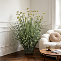 Plante artificielle en pot d'herbe d'oignon, fausse fleur de pruche, herbe ornementale, décoration de sol pour mariage et maison, vente en gros, aménagement paysager moderne