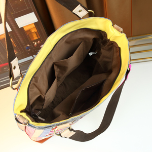 Sac fourre-tout vintage français de style nouveau, coloré, patchwork, perlé, en cuir véritable, grande capacité, pour femmes - Product Image 6