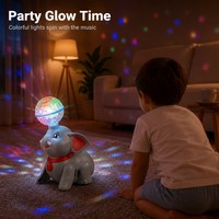 Jouet éléphant dansant LED avec boule rotative, robot musical tournant avec lumière et son pour les tout-petits, cadeau de Noël, fête d'enfants