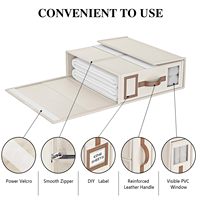Organisateurs de placard pliables en tissu de lin avec fenêtre Ensemble de draps de lit et boîte de rangement de vêtements Solution de rangement de literie