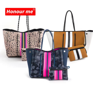 Bolso de Neopreno Estampado al por Mayor para Mujer, Bolso de Playa de <span class=keywords><strong>Marca</strong></span> a la Moda, Bolso de Mano Impermeable de Neopreno para la Playa, en Stock para Vender - Product Image 1