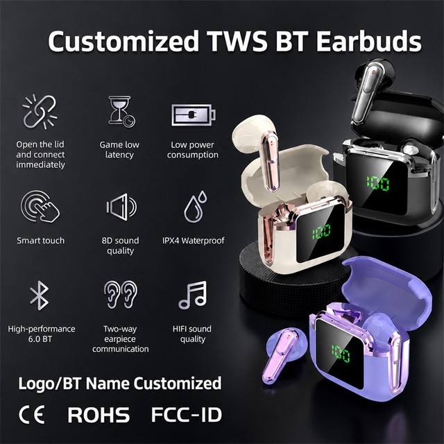 Intelligent Touch Mini Wireless Earbuds IPX4 Waterproof Low Power Consumption Headphones Fashionable Gift Choice