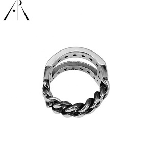 <span class=keywords><strong>Vantage</strong></span> Punk Trendy Hip Hop Street Style forma cuadrada con piedra de circón hueco S925 anillos de ley - Product Image 6