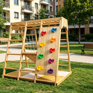 Estructura de escalada interior de madera con formas geométricas para niños de 4 a 6 años, unisex, para jugar y escalar. - Product Image 3