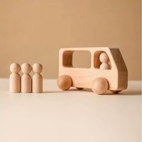 Juego de Juguetes Educativos de Madera con Forma de Hombrecito, 4 Piezas en 1, para Bebés y Niños Pequeños, para Agarrar, Agitar las Manos y Empujar Carritos