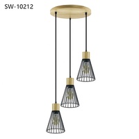 Lámpara de Techo Colgante Moderna para Cocina, 3 Luces LED, Madera, Estilo Retro Vintage Industrial