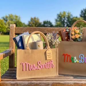 Bolsa de Mano de Lino Tejida a Mano para Viaje, con Nombre Personalizado, Regalo de Agradecimiento para Maestros, Regreso a Clases y Graduación - Product Image 5