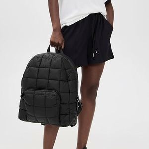 Large Waterproof Nylon Unisex <b>Backpack</b> Adjustable <b>Strap</b> Custom Quilted Design Students Fashionable Black Zipper Durable - Product Image 6