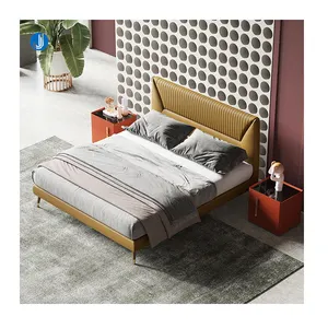 Letto matrimoniale matrimoniale da 1.8m in vera pelle dal Design moderno, letto con testiera a grana superiore, materasso King Size