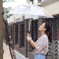 Parapluie Transparent Personnalisé Conception Durable à Long Manche Parapluie Transparent avec Long Manche pour Cadeau d'Étudiants