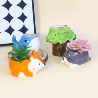 Cadeau de déménagement personnalisé, mini pot de fleurs en céramique mignon en forme d'animaux pour plantes, succulentes, cactus