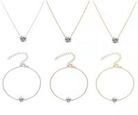 Nouveau à la mode Simple 18K plaqué or CZ Dainty Solitaire collier ras du cou diamant Zircon cristal collier pour les femmes
