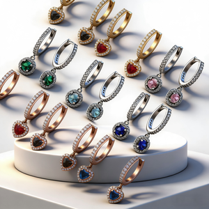 <span class=keywords><strong>Pendientes</strong></span> <span class=keywords><strong>de</strong></span> Plata <span class=keywords><strong>de</strong></span> Ley 925 con Circonitas Azules y Rojas, Estilo Moderno, para Mujer, Originales, para Regalo <span class=keywords><strong>de</strong></span> Boda, Compromiso o Fiesta - Product Image 1